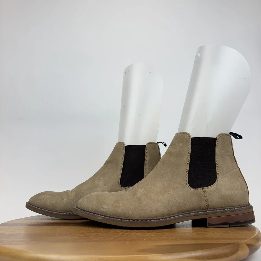 Mens Madden By Steve Madden Memille Beige Nubuck‎ Chelsea Boots Size 10.5